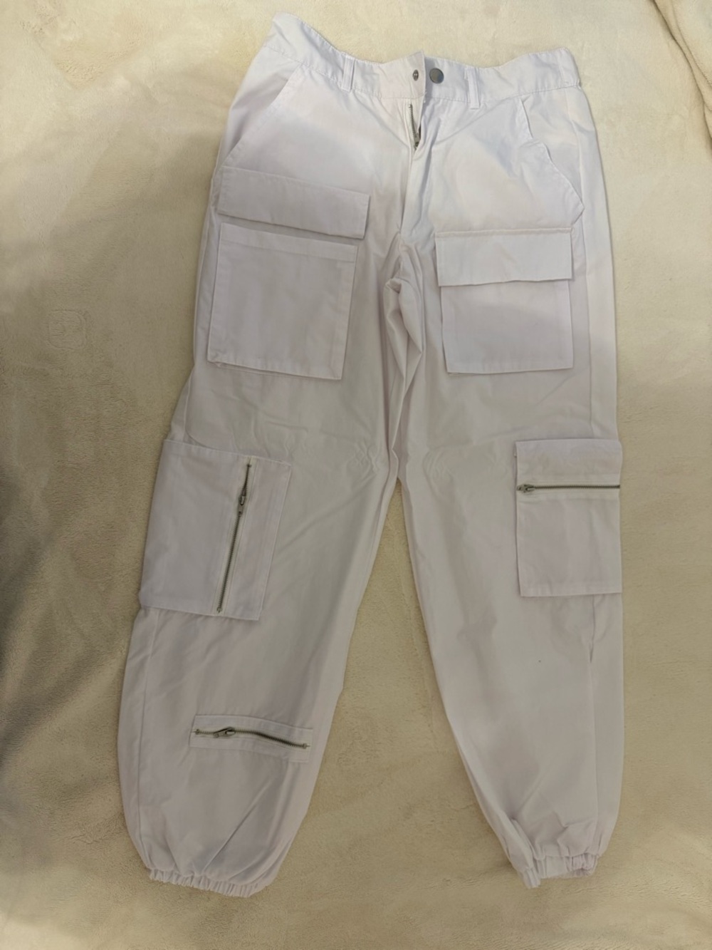 White Cargo Jogger Pants - Utility Pockets